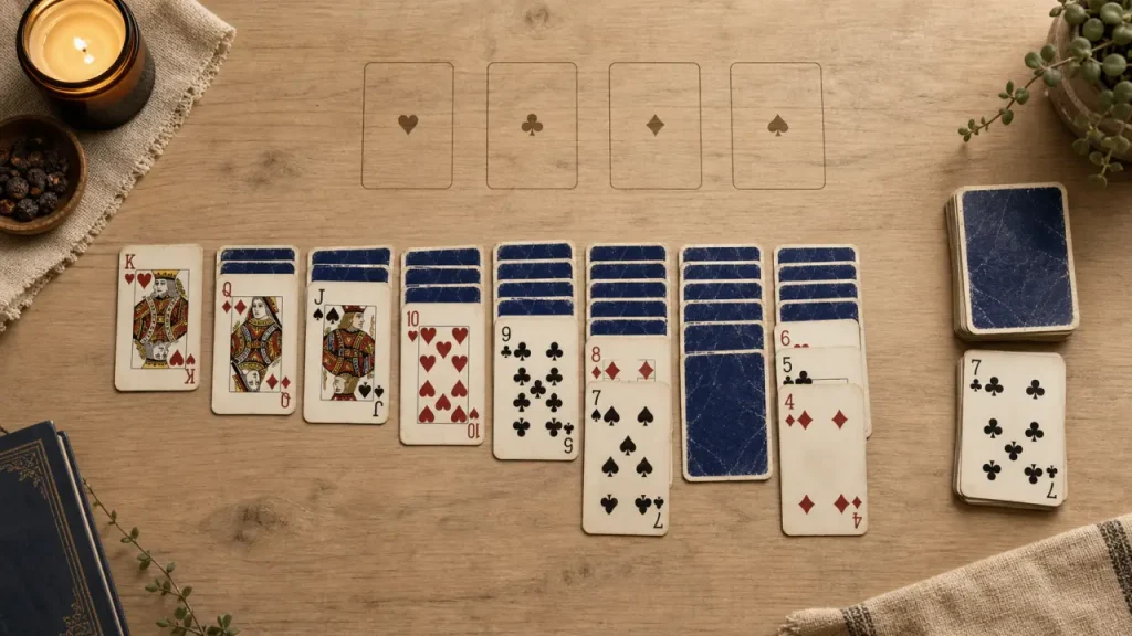 Jouer au solitaire : les 7 colonnes, les 4 fondations et les coups qui débloquent la partie