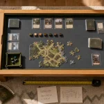 Table de jeux de société convertible, surface utile 7 cm sous plateau