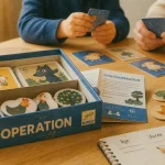 Djeco jeux de société : boîte ouverte et jeu adapté à l’âge