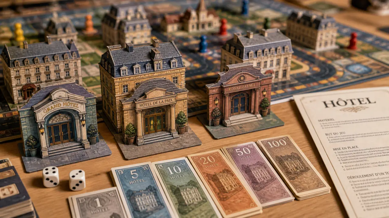 Jeux de société hotel : plateau 3D Hôtel familial 2 à 4 joueurs