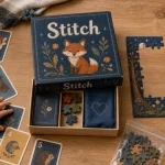 Jeux de société stitch : cartes et puzzle sur table, enfant et adulte