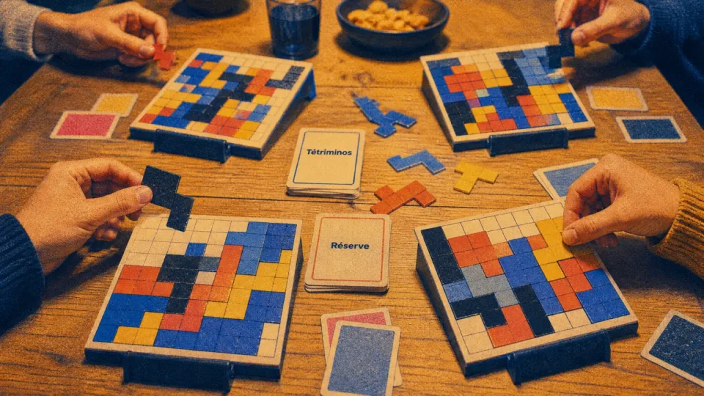 4 grilles, 112 Tétriminos et des parties sous pression : le jeu de société Tetris
