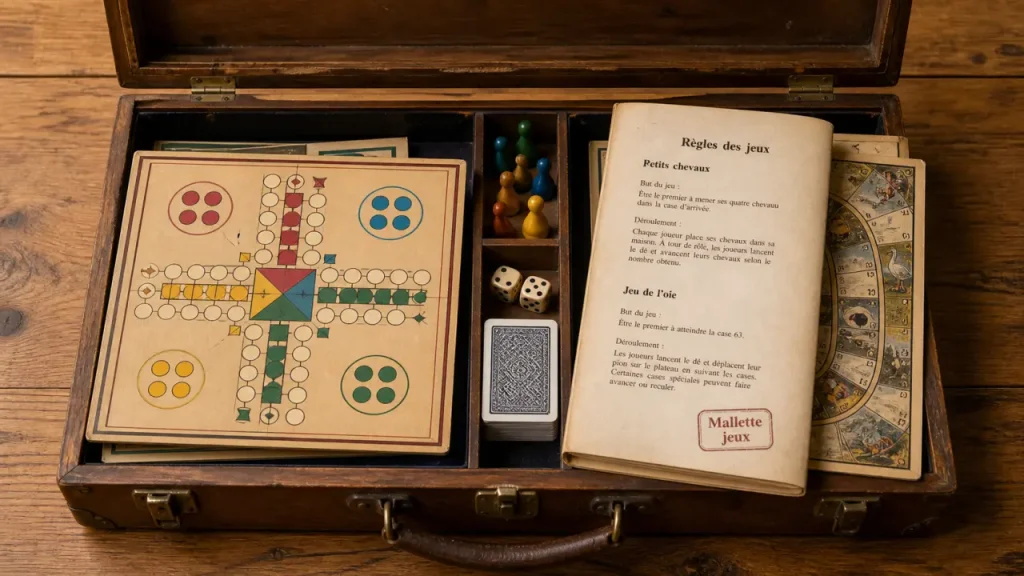 Mallette de jeux de société : bois, poignée et livret de règles, les critères qui font la différence