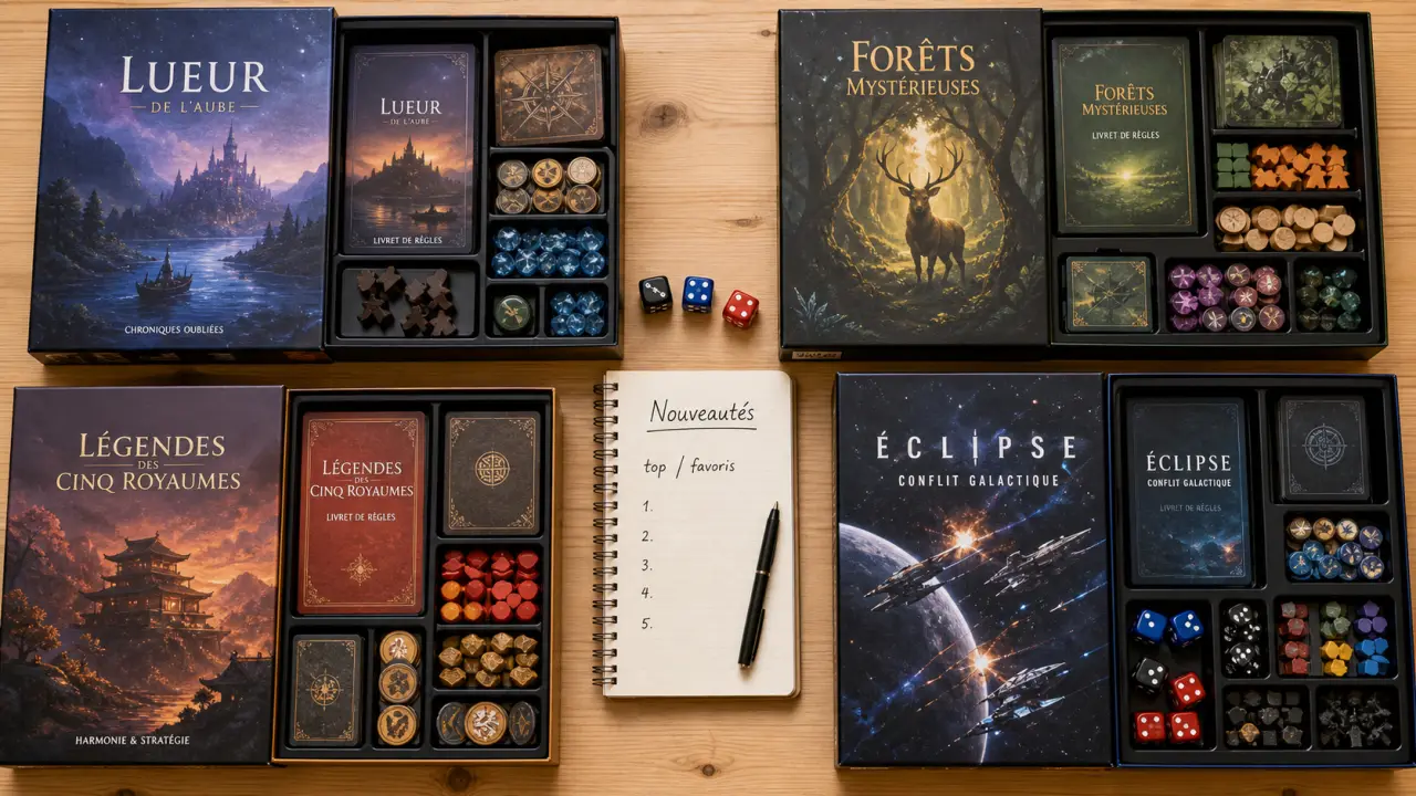 Nouveauté jeux de société : ventes, favoris et critères sur table