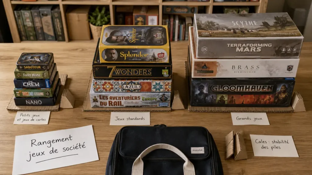 Comment ranger ses jeux de société sans abîmer les boîtes, retrouver chaque jeu vite et garder de la place ?