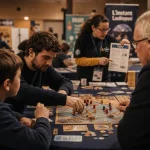 Salon des jeux de société : trois joueurs testent un jeu de société