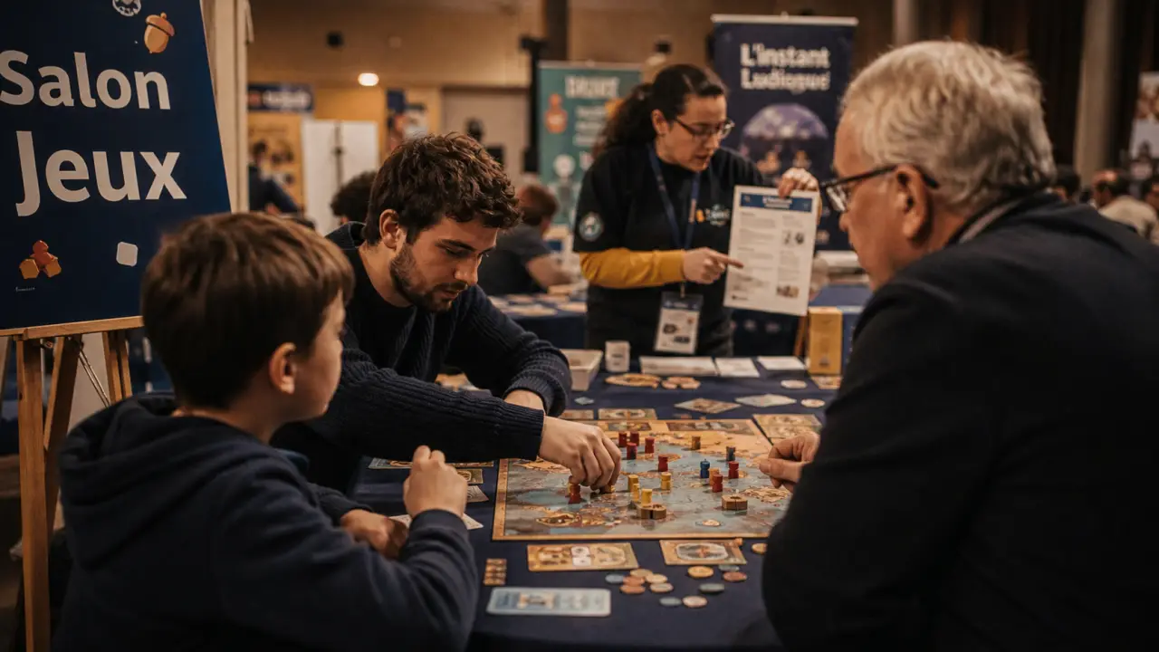 Salon des jeux de société : trois joueurs testent un jeu de société