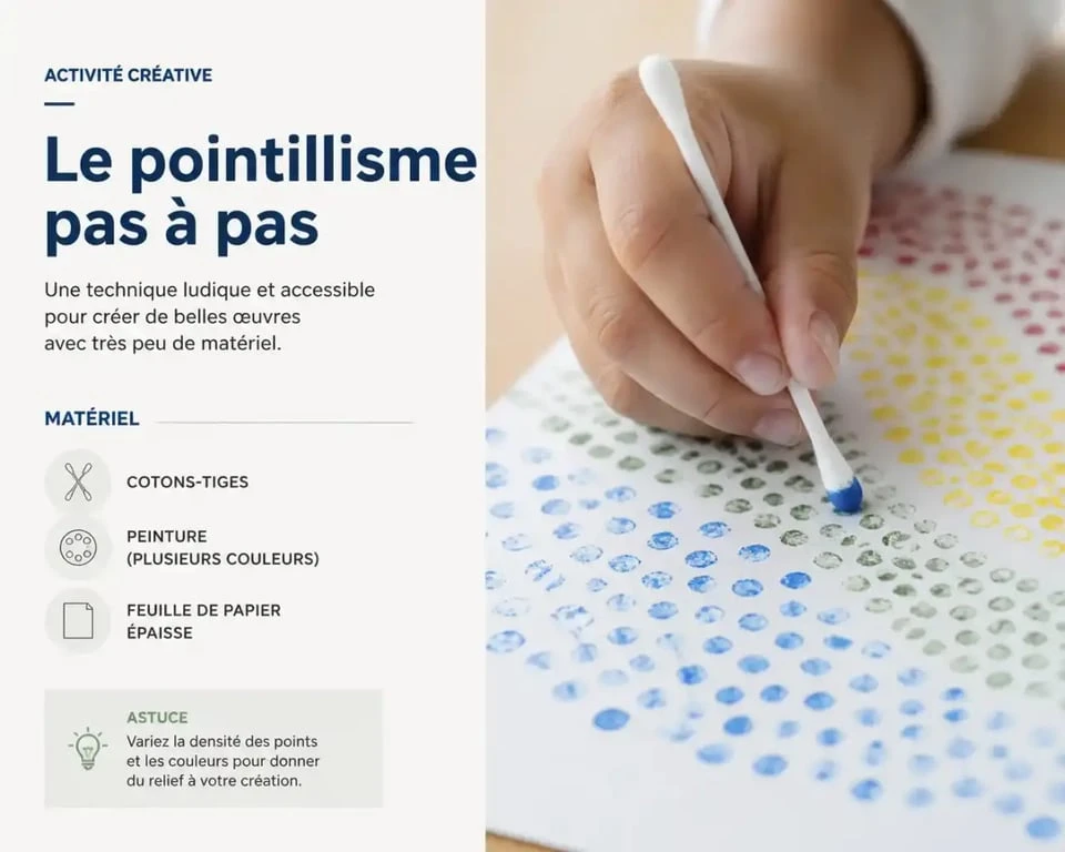 Technique du pointillisme avec coton-tige pour les arts visuels en maternelle