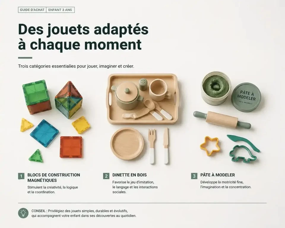 Idées de cadeau noel enfant 3 ans : blocs magnétiques, dinette et pâte à modeler
