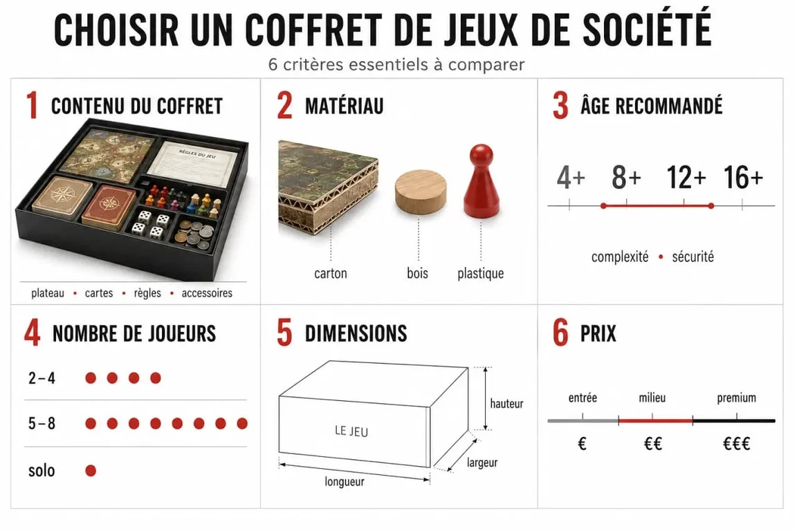 Coffret jeux de société : critères essentiels de choix en visuel comparatif