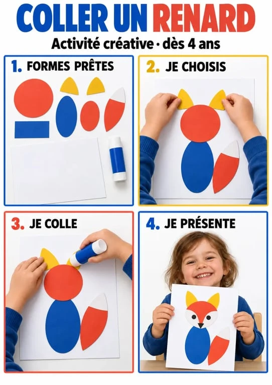Activité manuelle 4 ans : étapes d’un collage d’animal en papier