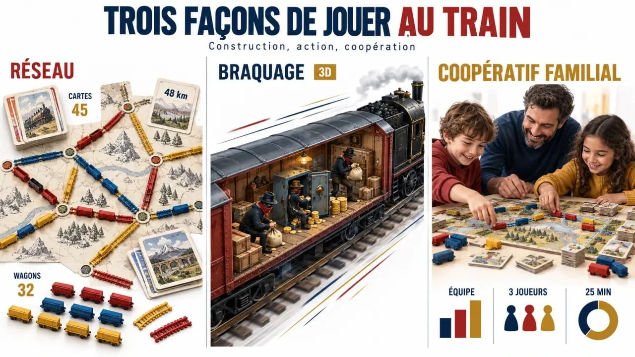 Jeux de société train : réseau ferroviaire, braquage et coopération familiale