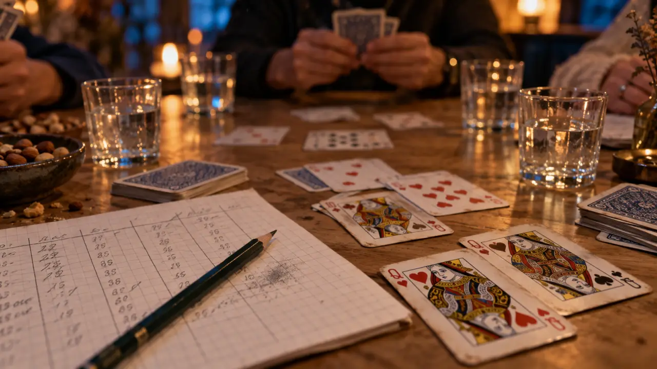 Le barbue jeu de carte, feuille Barbu et cartes à garder score au plus bas