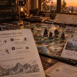 World of Warcraft jeux de plateau : plateau, cartes et dés sur table