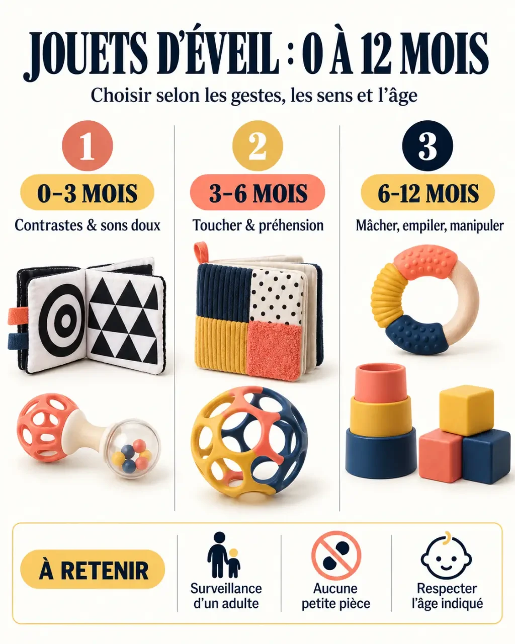 Jouet bébé naissance adapté aux étapes d'éveil de 0 à 12 mois