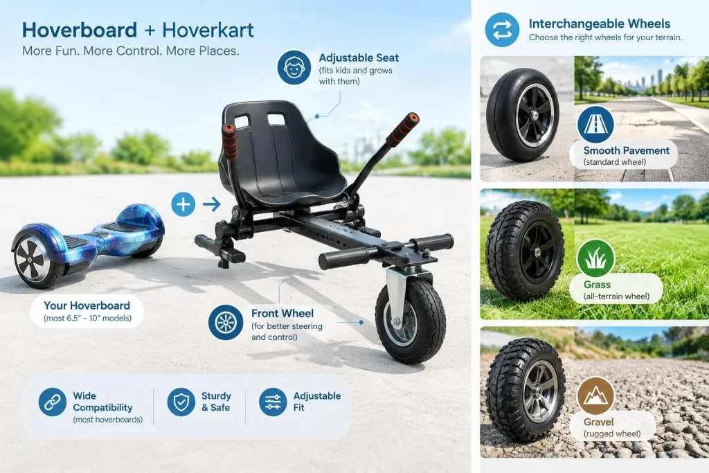 Hoverkart enfant : roues, terrain et compatibilité avant de jouer dehors