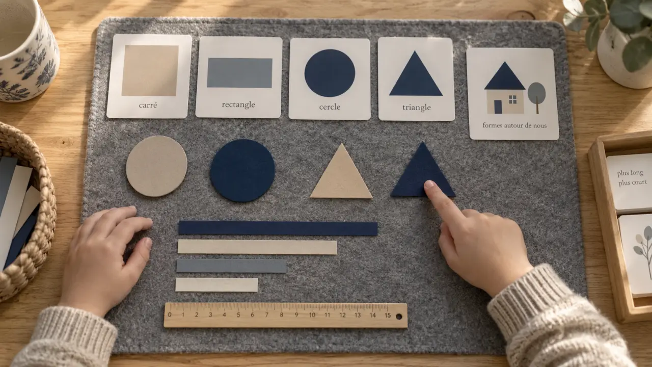 Jeu des formes géométriques : pièces carrées, rectangulaires, cercles et triangles