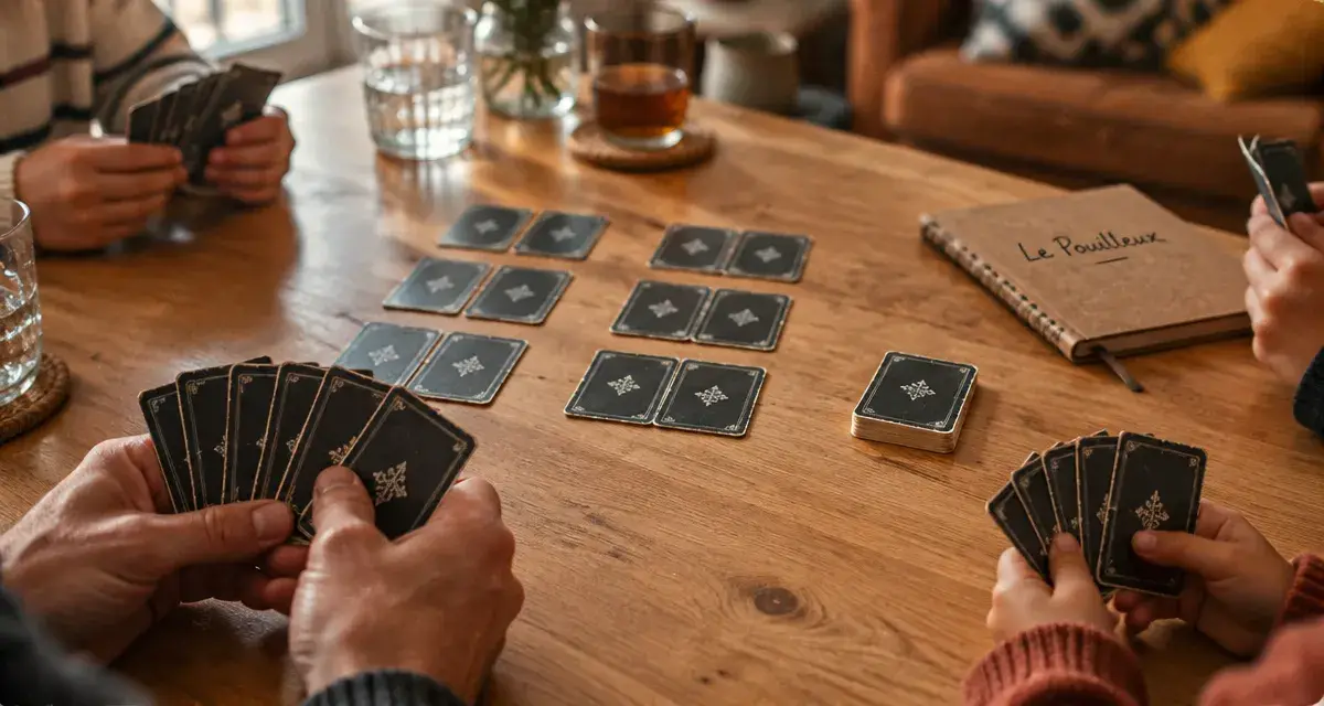 Jeu du pouilleux : mains formant des paires, dernière carte isolée